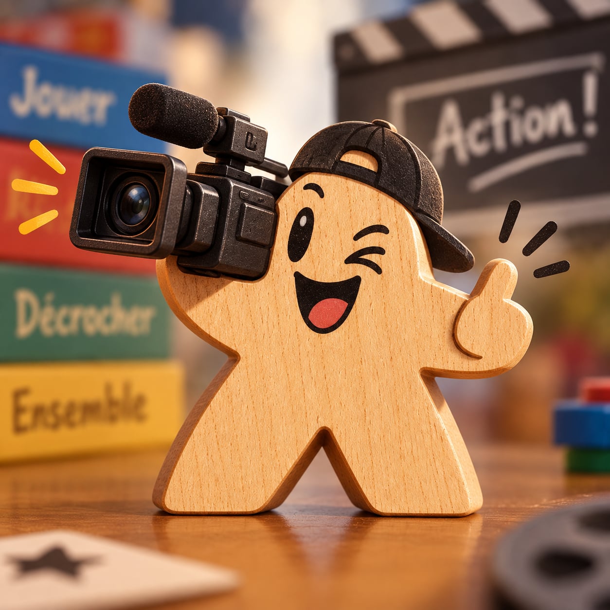 Illustration d'un meeple avec une caméra